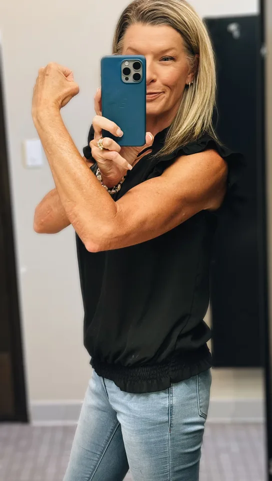 Kellie showing her fitness progress in 2025